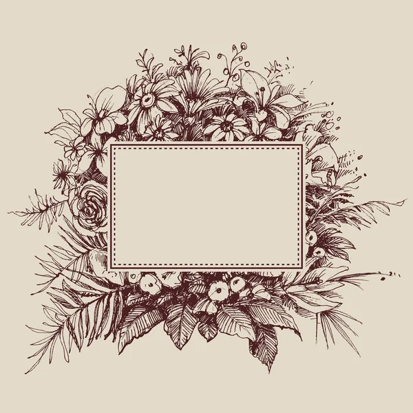 Marco floral vintage con espacio para texto — Vector de stock