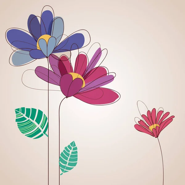 鮮やかな色のかわいい花背景 — ストックベクタ