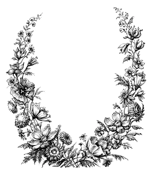 Couronne florale vintage — Image vectorielle