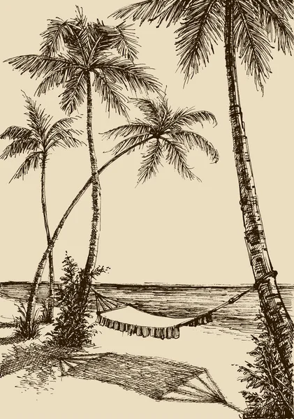 Гамак на пляже — стоковый вектор