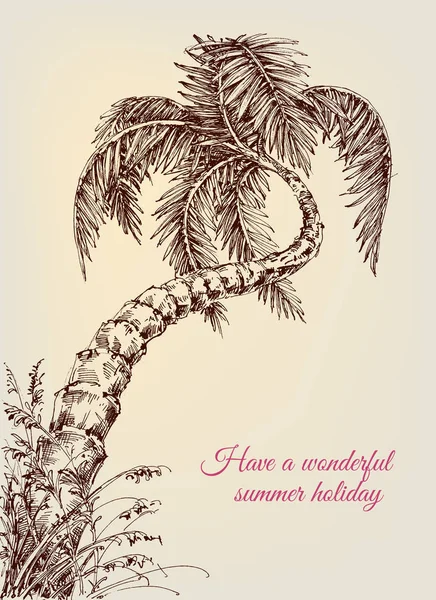 Palmera retorcida, fondo de vacaciones de verano — Archivo Imágenes Vectoriales