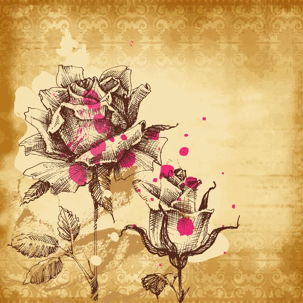 Fond rose vintage pour invitations ou cartes de vœux — Image vectorielle