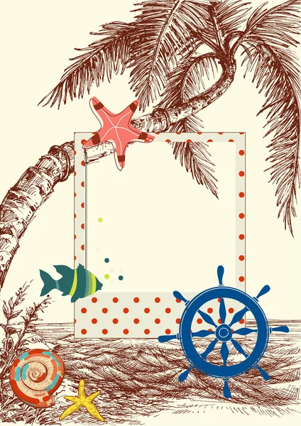 Palmier sur le fond de la plage — Image vectorielle