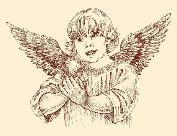Christmas angel holding light — Stock Vector