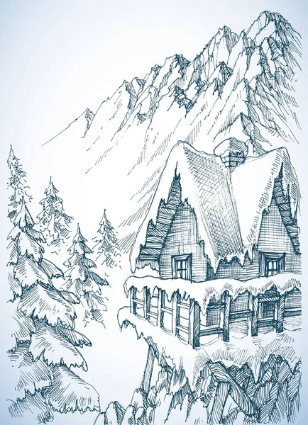 Refuge dans les montagnes — Image vectorielle