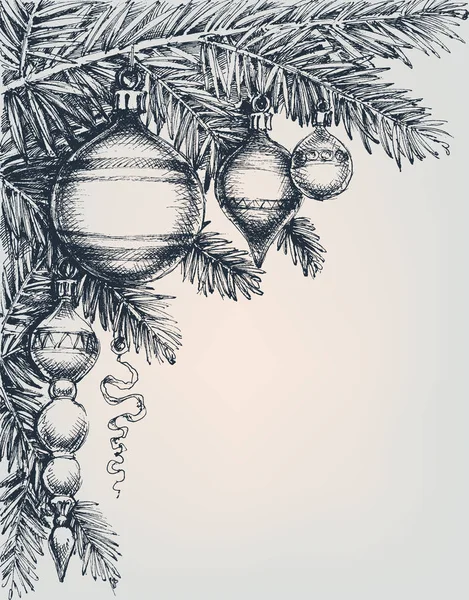 Вінтажна різдвяна та новорічна листівка — стоковий вектор