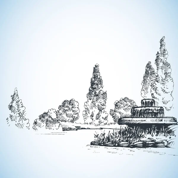 Garten künstlerische Zeichnung — Stockvektor