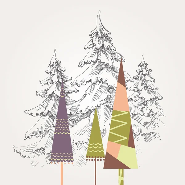 Arbres de Noël stylisés — Image vectorielle