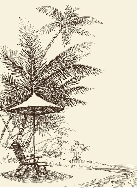 Концепция расслабления. Ручной рисунок тропического фона — стоковый вектор