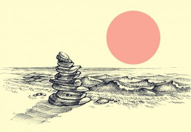 Kumsalda Zen Taşları
