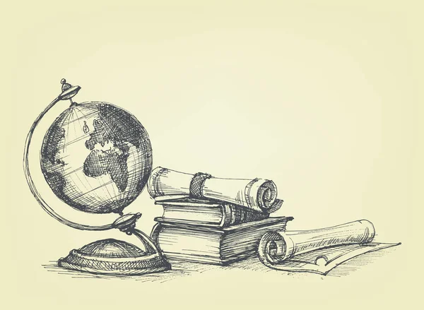 Концепция образования. Винтажный земной шар — стоковый вектор