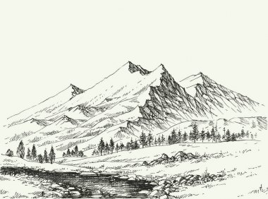 Dağlar manzara kroki