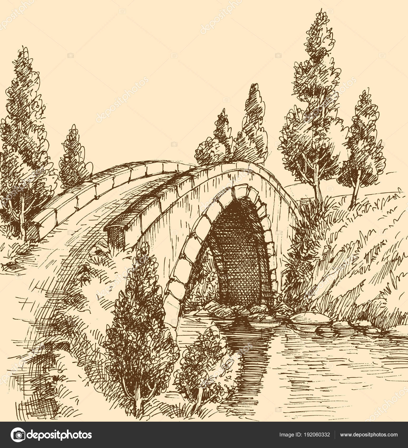 Brückenlandschaft - Vektorgrafik: lizenzfreie Grafiken © Danussa