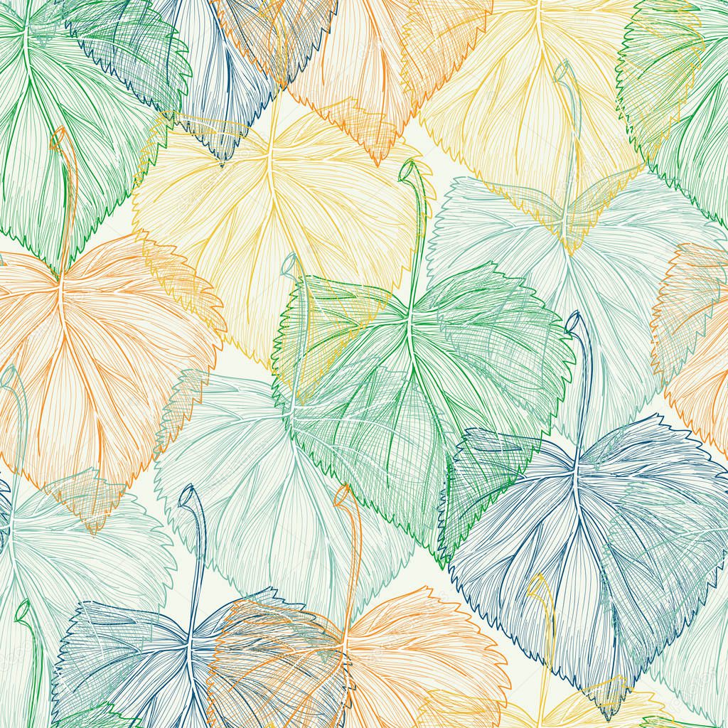 Colorful leaf seamless pattern