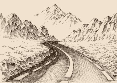Alp manzarasının içinden geçen boş bir yol.
