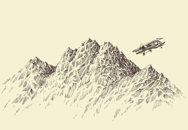 Dağların üzerinden bir uçuş. Alp arazisi üzerinde uçan uçaklar