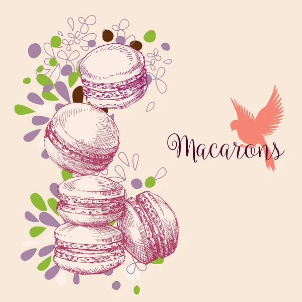 Cake shop szórólap, party meghívó, macarons design — Stock Vector