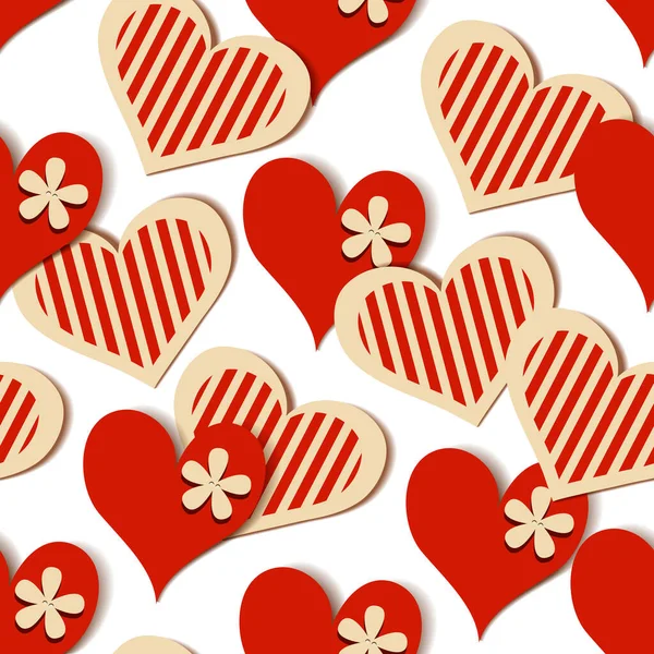 Decorative hearts seamless pattern, Valentines Day background — 스톡 벡터