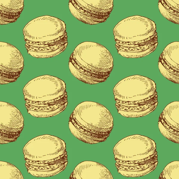 Macarons bezešvé vzor, backery nebo pekařství shop design — Stockový vektor