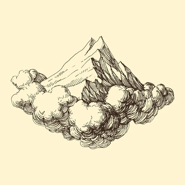 Mountains Ranges Clouds Hand Drawing Vector Graphics