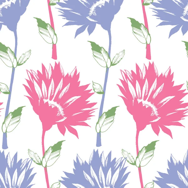 デイジーの花のシームレスパターン 花のデザイン壁紙 カバーまたはラッピング — ストックベクタ