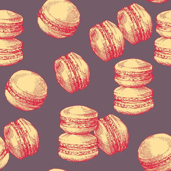 Dolci Modello Senza Soluzione Continuità Torta Elementi Design Macaron — Vettoriale Stock