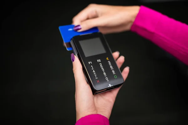 POS payment terminal isolated on white — Stock Photo, Image