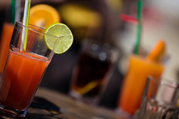 Alcohol bloody mary cocktail on beach bar — Stock Photo, Image