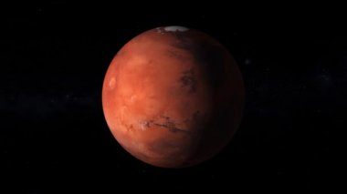 Mars 'ın uzay manzarası, 360 derece dönüyor. Arka planda Samanyolu. Gündüz ve gece kusursuz döngü.