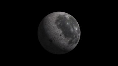 Ay 'da uzay manzarası, 360 derece dönüyor. Arka planda Samanyolu. Gündüz ve gece kusursuz döngü.