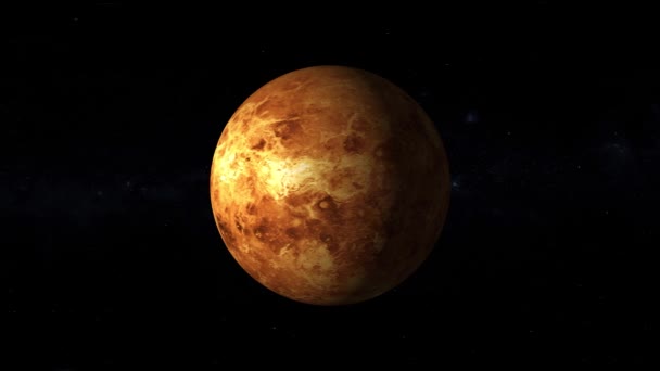 Space View Planet Venus Rotating 360 Degrees Milky Way Background — Stock Video