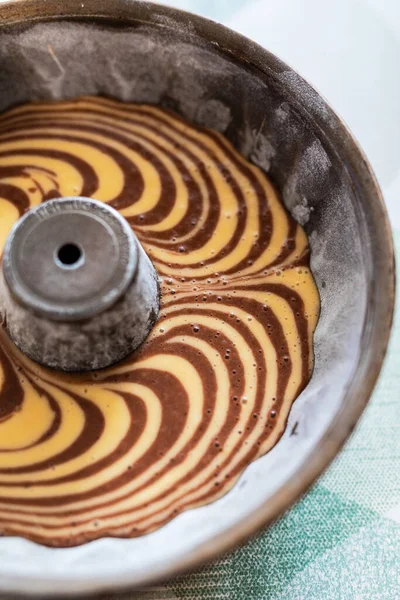 Préparation Gâteau Aux Fruits Avec Cacao Cannelle Sucre — Photo