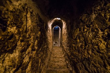 Bran / Romanya - 10 Mayıs 2019: Bran 'da Kont Vlad Drakula' nın Ortaçağ Kalesi. Drakula 'nın kalesi, Brasov, Transilvanya. Ziyaret edilen yerlerin çoğu.