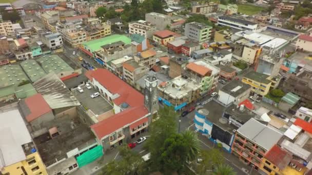 Widok Góry Miejskich Miasta Banos Agua Santa Prowincji Tungurahua Ameryka — Wideo stockowe