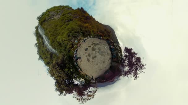 Vista Esférica Cascada Virgen Desde Parque Banos Ecuador — Vídeo de stock