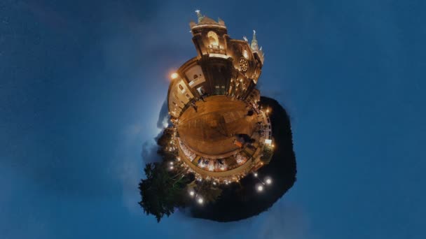 Basilica De La Reina Del Rosario De Banos De Santa Agua Di Notte — Video Stock