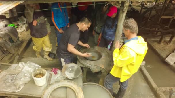 Chinapintza Ecuador Mayo 2018 Método Panorámica Del Proceso Separación Oro — Vídeo de stock