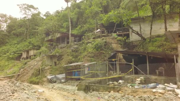 Visão Geral Pequena Aldeia Mineração Ouro Sul Equador Com Pequeno — Vídeo de Stock