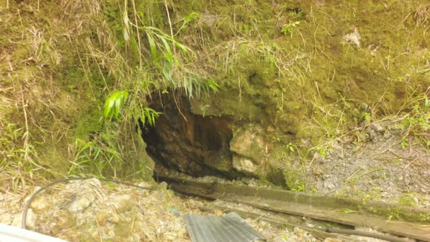 Handwerkliche Goldmineneinfahrt Mit Holzschienen Südecuador — Stockvideo