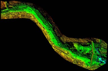 Digital Elevation Model Of Water Dam And Hydrologic Area High Tech Technology For Assessing Smart Engineering clipart