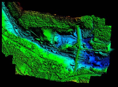 High Resolution Digital Elevation Model Of Agoyan Hydroelectric Dam In Banos De Agua Santa Blue Representing Low Altitude And Red High Altitude clipart