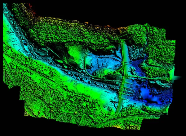 Yüksek Çözünürlüklü Dijital Yükseklik Modeli Agoyan Hidroelektrik Barajı Banos Agua — Stok fotoğraf