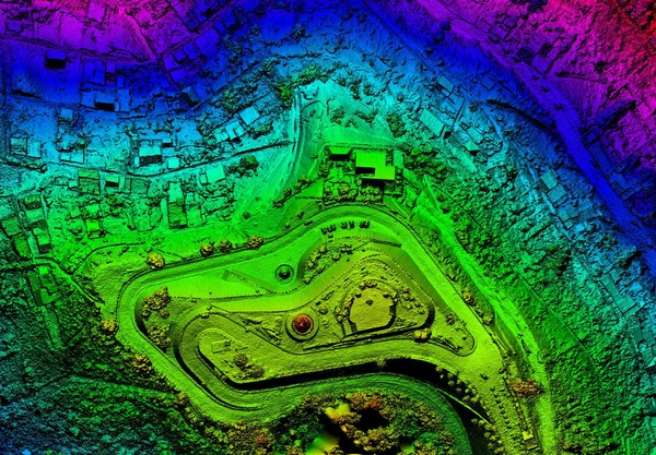 厄瓜多尔基多摄影测量 Panecillo 山高分辨率 Orthorectified Orthorectification 航空地图 — 图库照片