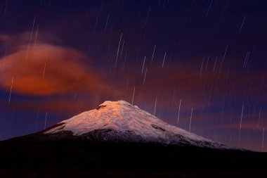 Cotopaxi Ulusal Parkı 'ndaki Gece Sahnesi Ekvador' da Uzun süre maruz kalma nedeniyle az miktarda gürültü var