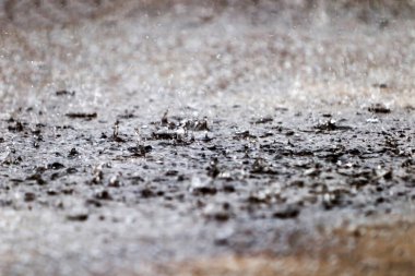 Betona Düşük Açılı Yağmur Damlaları Görünümü
