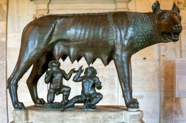 the statue subject is inspired to the legend of the founding of rome when the twins romulus and remus father numitor was overthrown by his brother amulius he ordered them to be cast into the tiber clipart