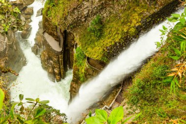 Pailon Del Diablo Devils Cauldron In Ecuadorian Rainforest Shoot From A Super Complicated Climbing Position clipart