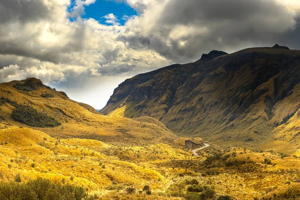 Road Crossing Ecuadorian Andes Heavy Clouds Storm Begin Shortly — Stock Photo, Image