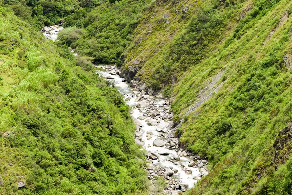 Små Floden Korsar Gröna Sluttningar Anderna Bergen Sydamerika — Stockfoto