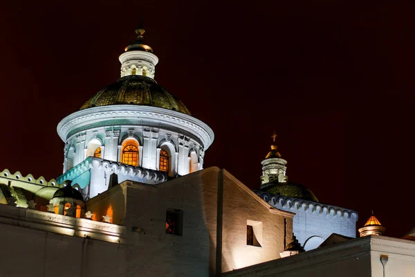 Domes Iglesia Merced Church Night Quito Ecuador — Stock Photo, Image